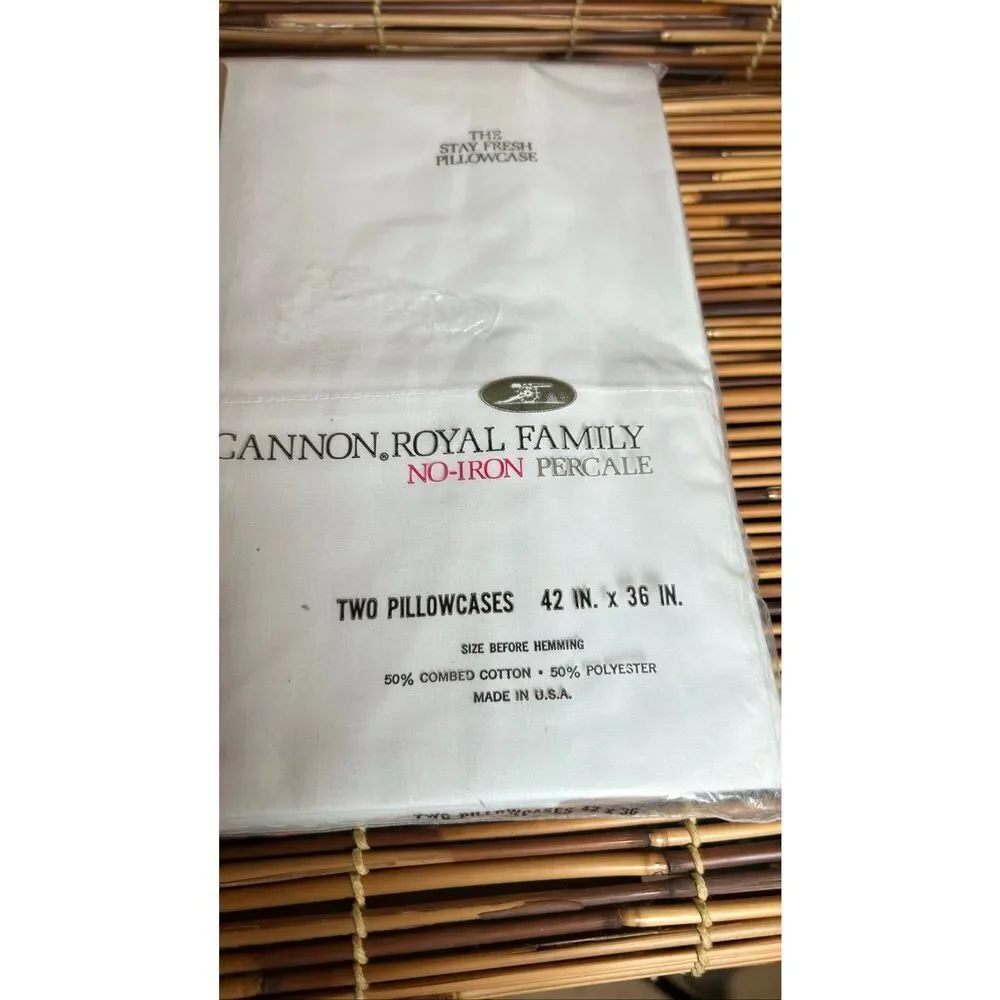 Cannon Royal Family Vintage Standard Pillowcases (2) NIP White